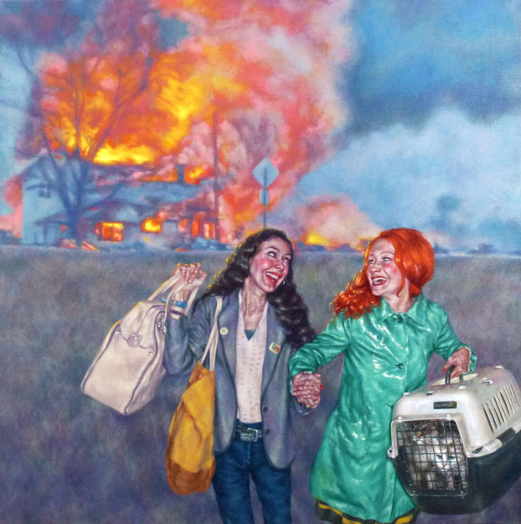 Laughing While Leaving (2017) Roxana Halls. Oil on linen. Collection of Susan Dunn.